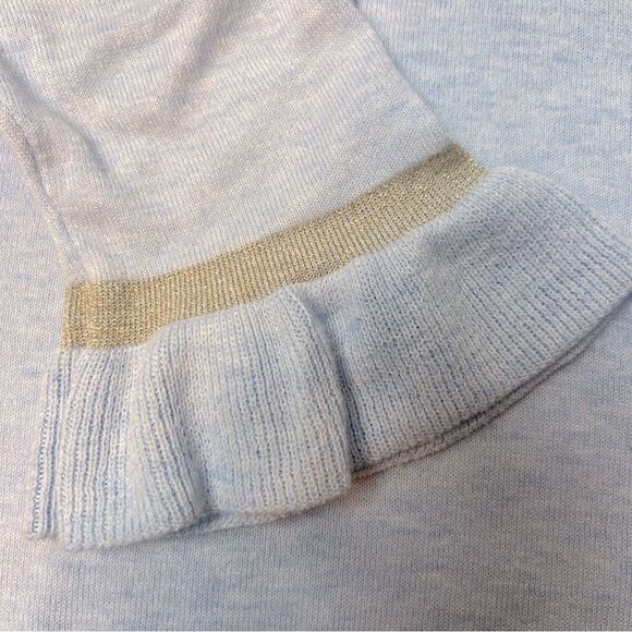 Lilly Pulitzer Charla Sweater Ruffle Cuff Metallic Trim Heatered Blue Size S - Picture 5 of 10